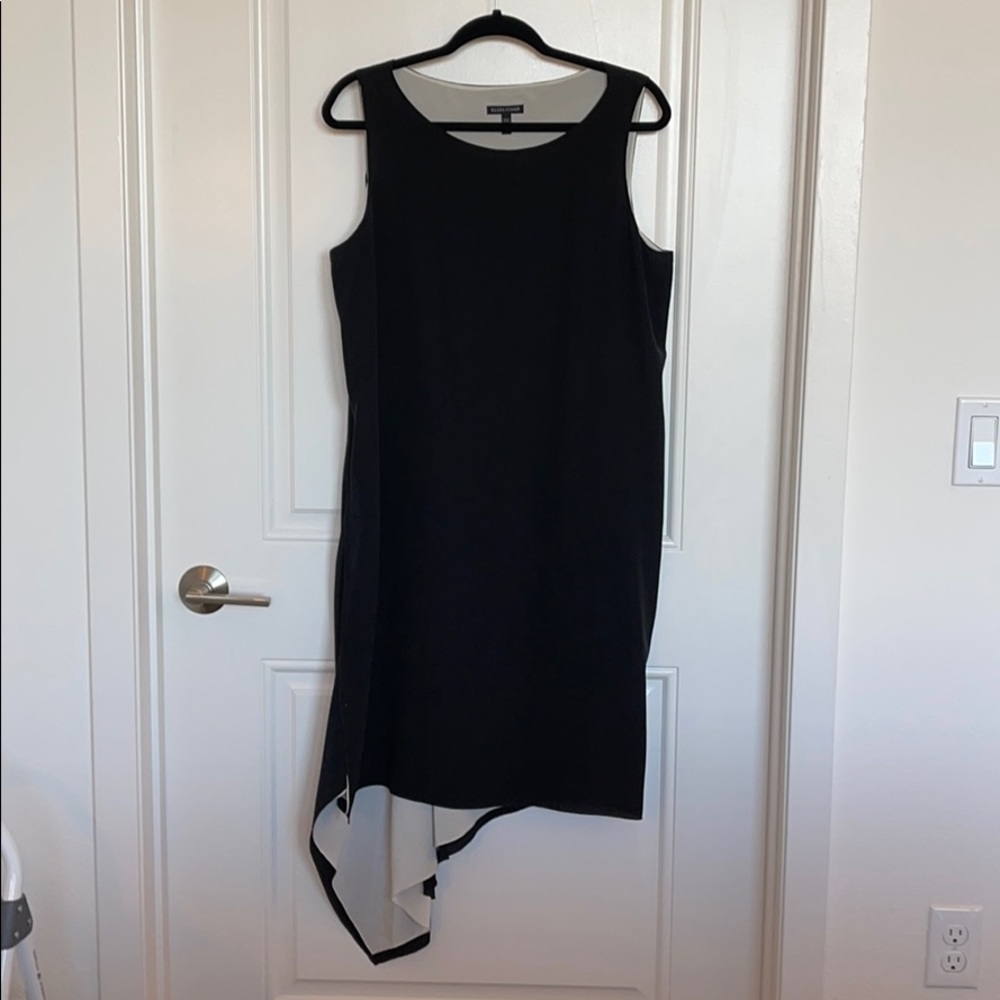 Eileen Fisher Black/White Silk Midi Dress